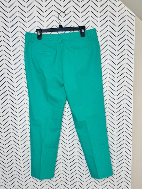 Larry Levine Green Spandex Blend Green Spring Pant Straight ankle Size 12 - Picture 2 of 5